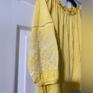***FORGOTTEN GRACE***Forgotten Grace Embroidered of Shoulders 3/4 Sleeve Yellow.